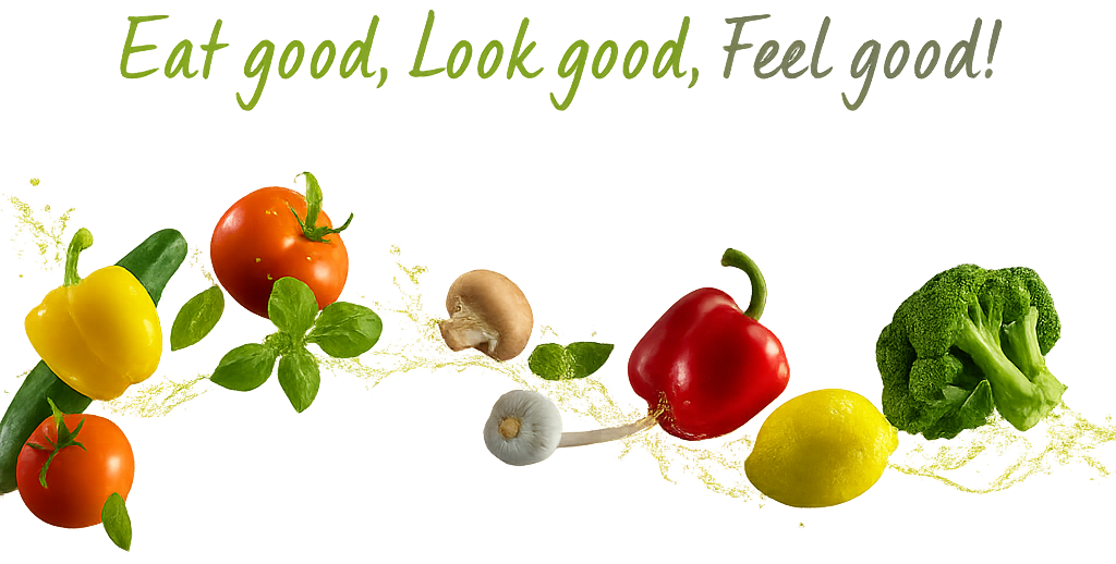 Verse groenten en slogan